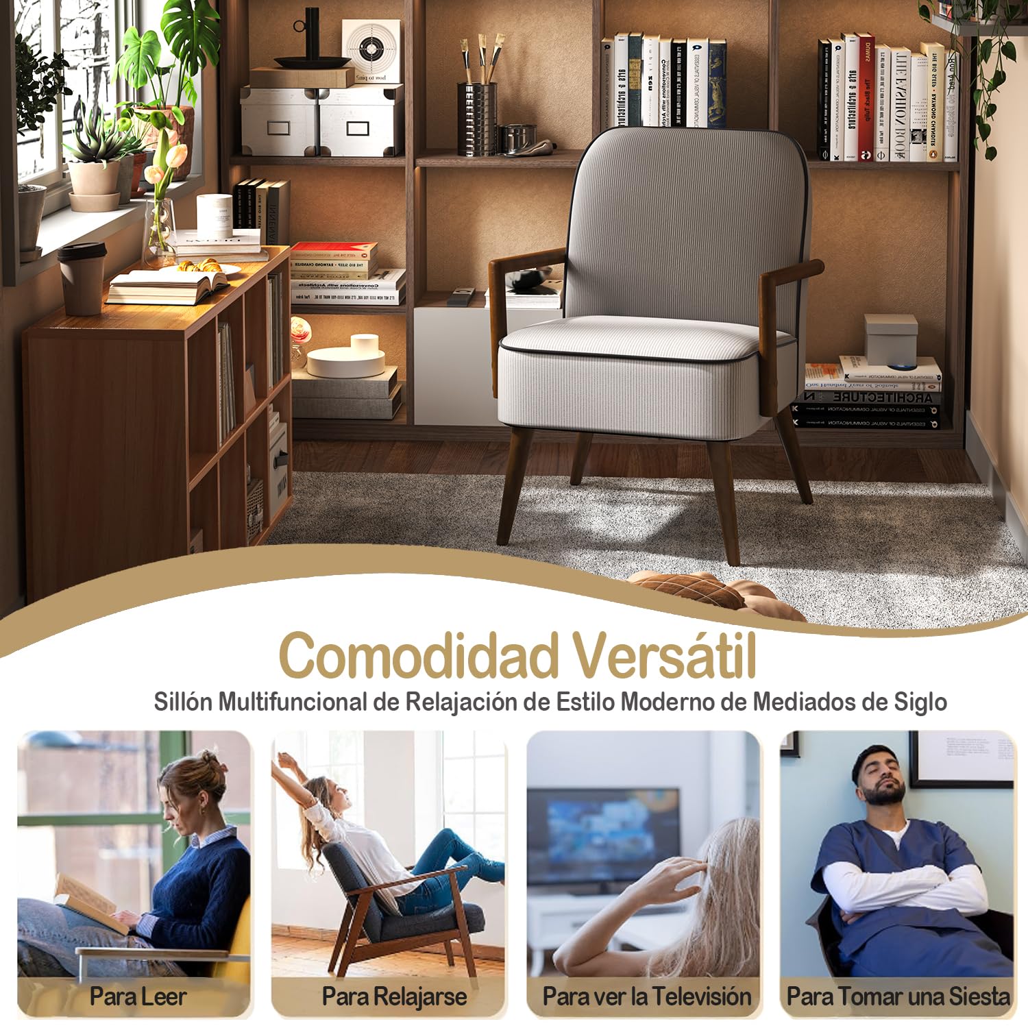 Foto 6 | Silla Decorativa Furniturer Doggy Gris