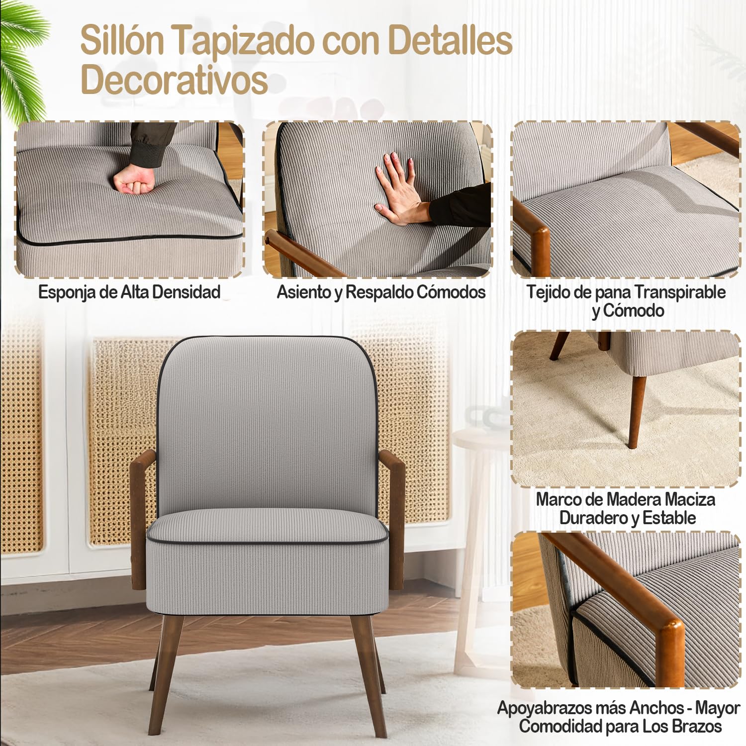 Foto 8 pulgar | Silla Decorativa Furniturer Doggy Gris