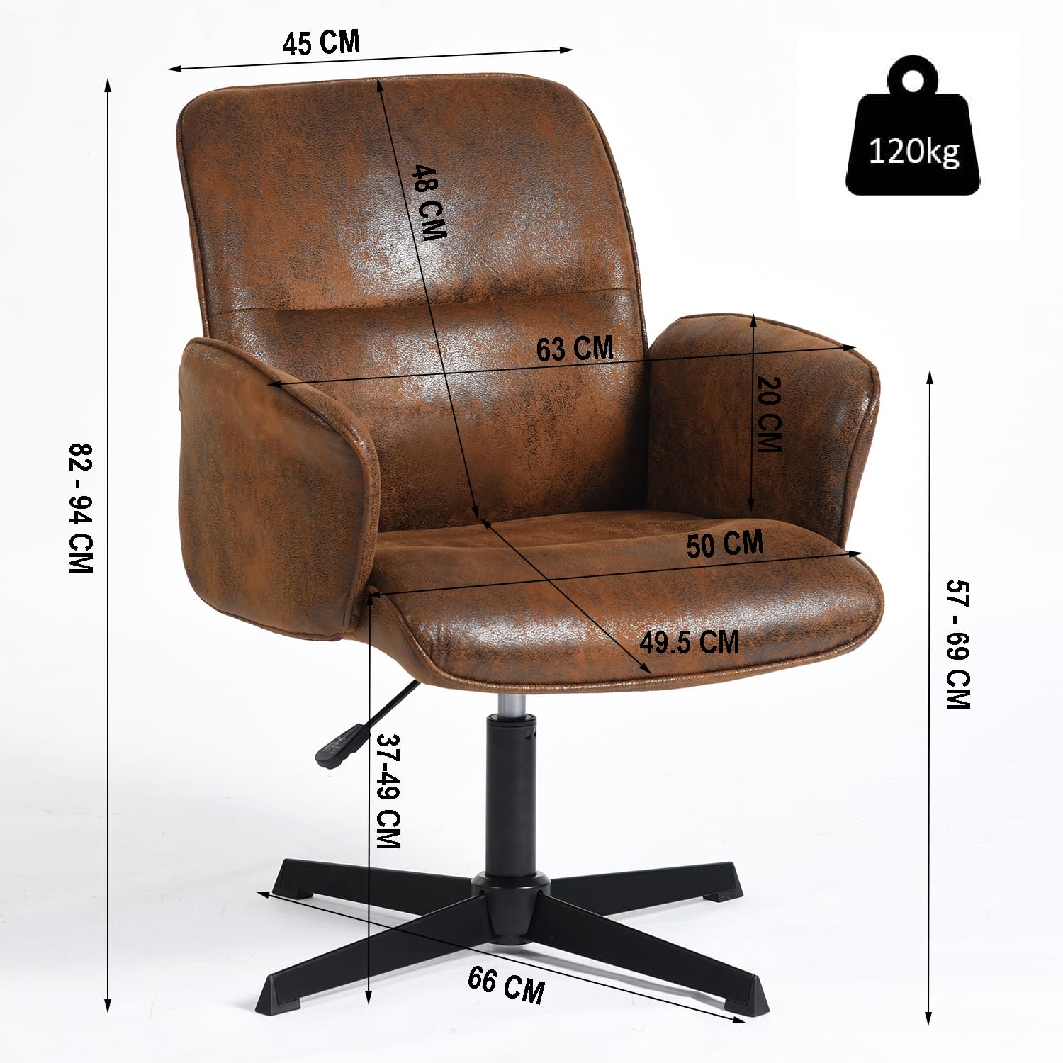 Foto 3 pulgar | Silla de Oficina Furniturer Thomasina Café