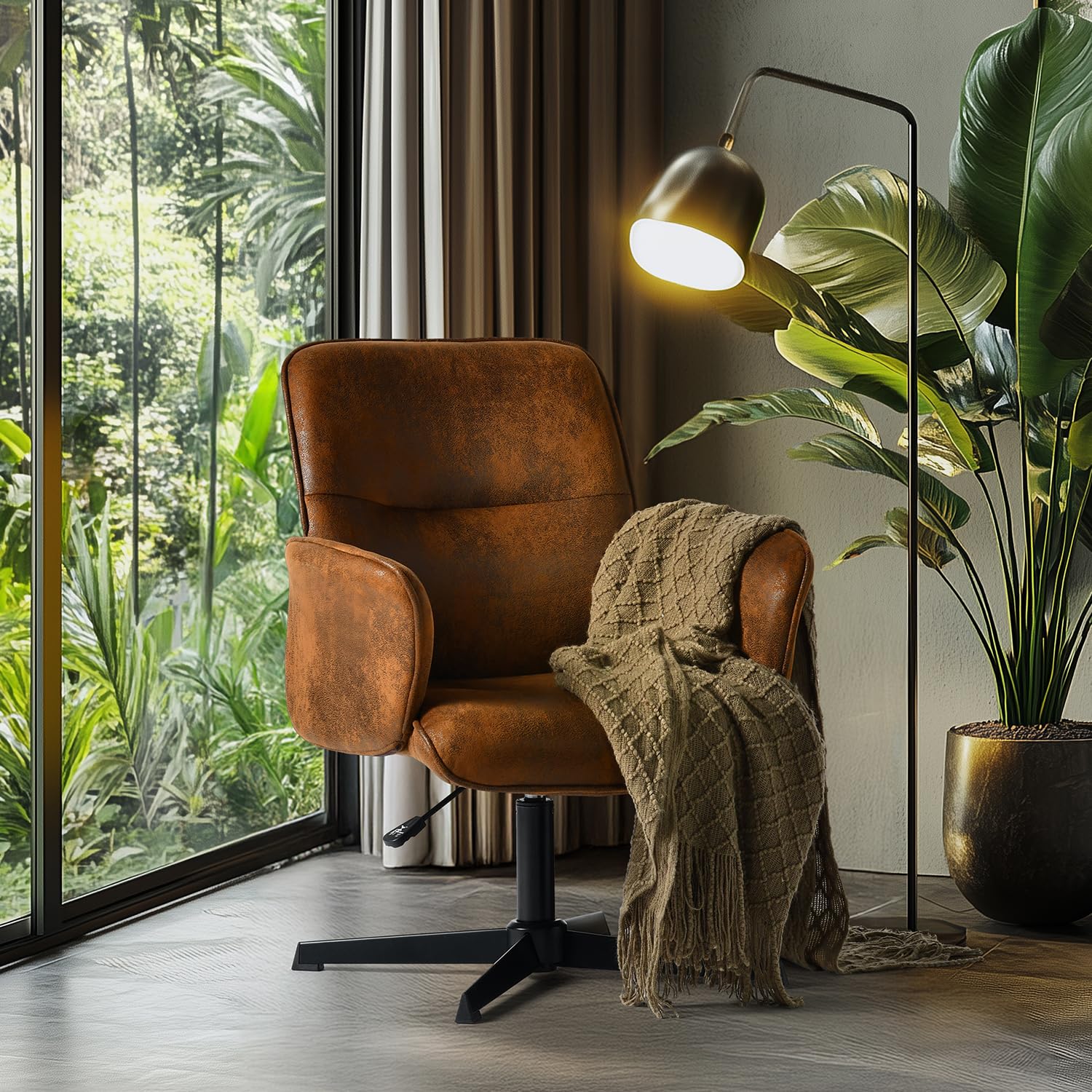 Foto 4 pulgar | Silla de Oficina Furniturer Thomasina Café