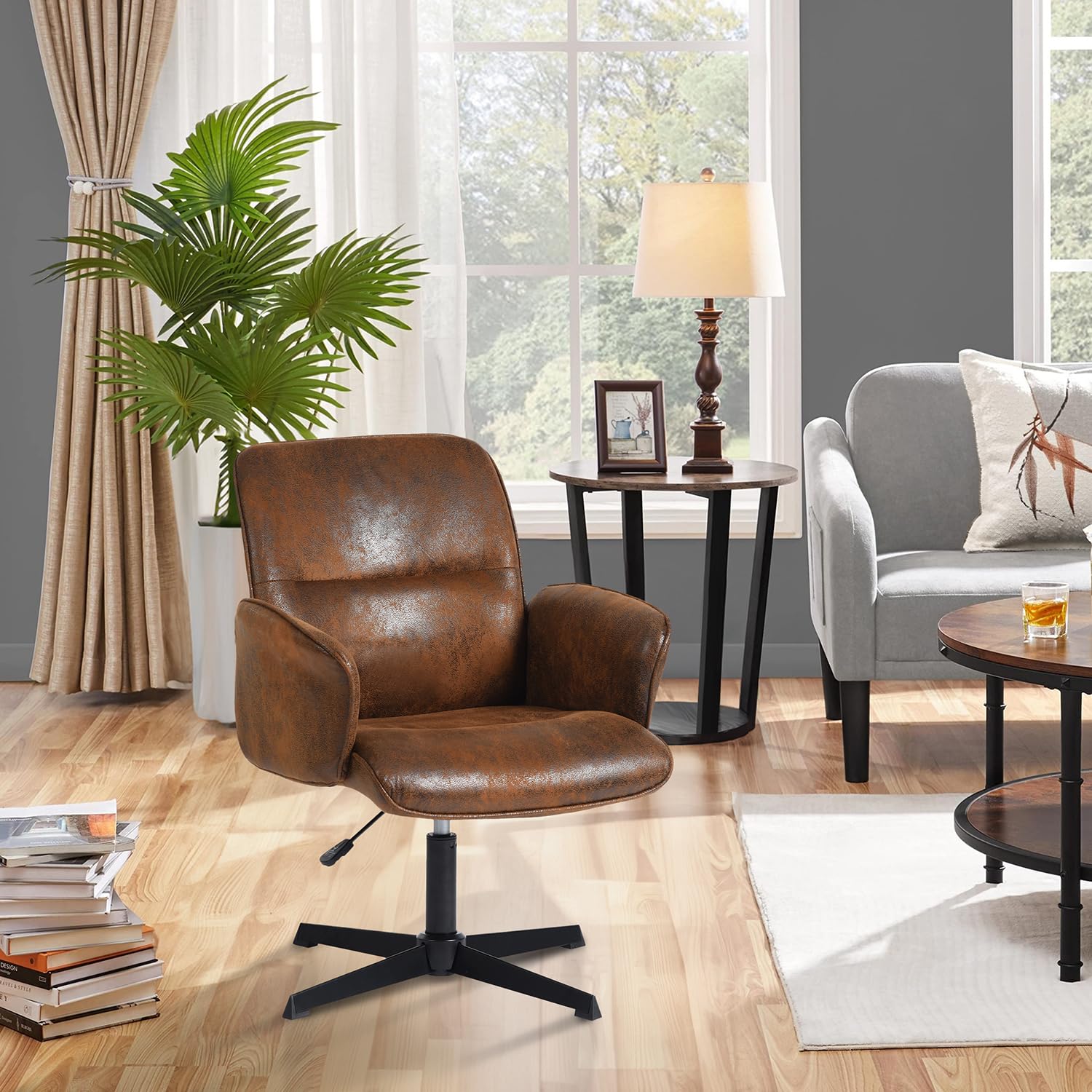 Foto 5 pulgar | Silla de Oficina Furniturer Thomasina Café