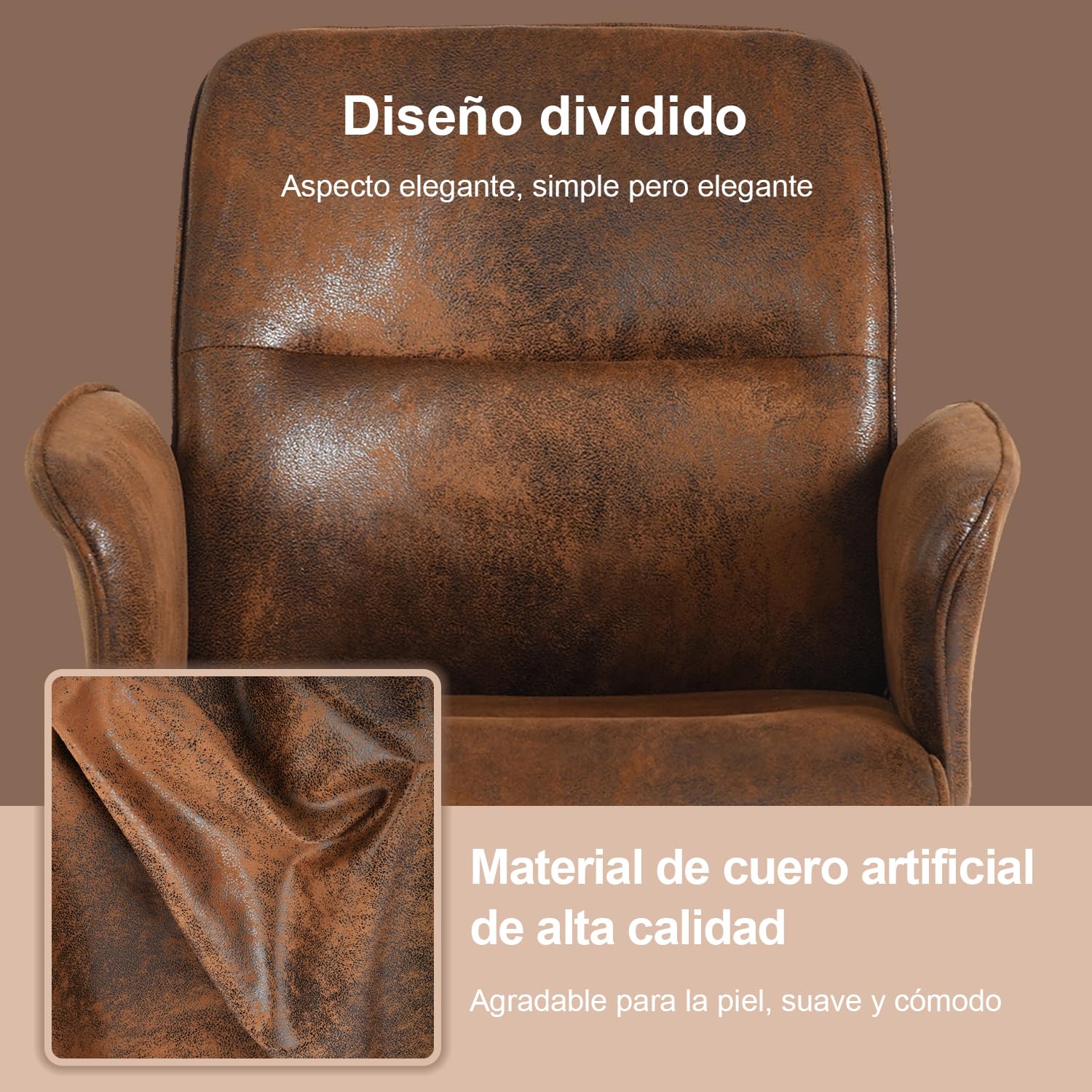 Foto 8 | Silla de Oficina Furniturer Thomasina Café