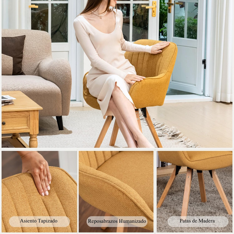 Foto 4 pulgar | Siila Sillón Individual Ggiratoria 360° Amarillo Gomyhome