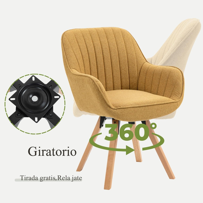 Foto 5 | Siila Sillón Individual Ggiratoria 360° Amarillo Gomyhome