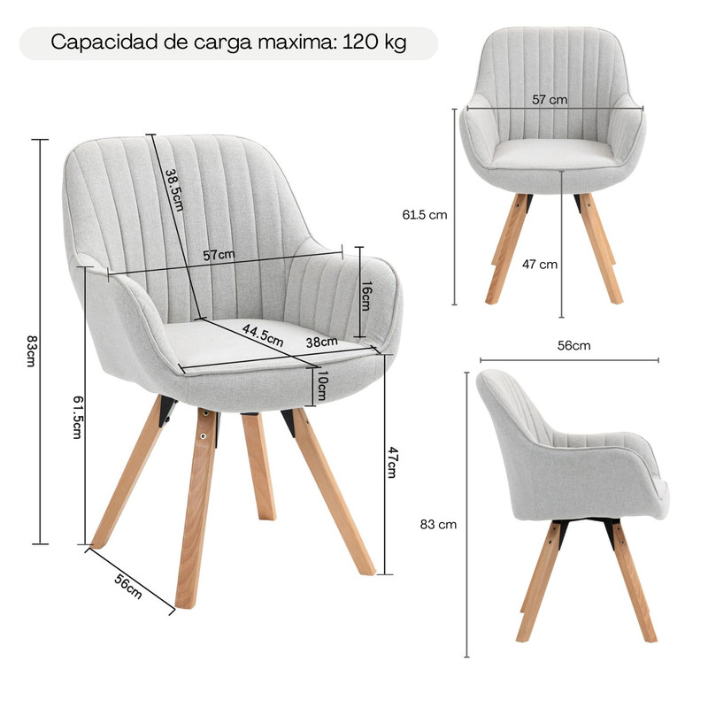 Foto 4 pulgar | Siila Sillón Individual Ggiratoria 360° Beige Gomyhome