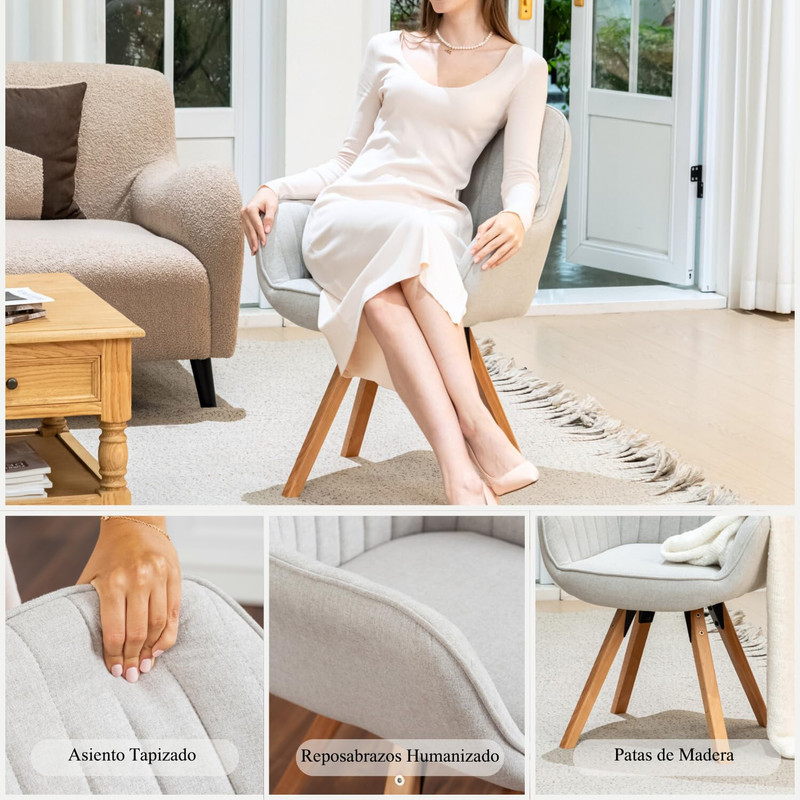 Foto 6 pulgar | Siila Sillón Individual Ggiratoria 360° Beige Gomyhome
