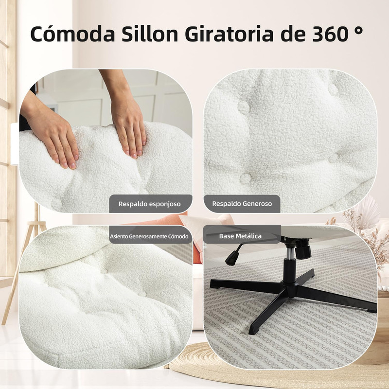 Foto 5 pulgar | Sillon Ocasional Individual Con Giro De 360 ​​grados Rojo Gomyhome