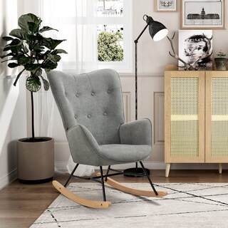 Foto 1 | Mecedora Sillón Moderno Cómodo Sillón Reclinable Terciopelo Gris gomyhome