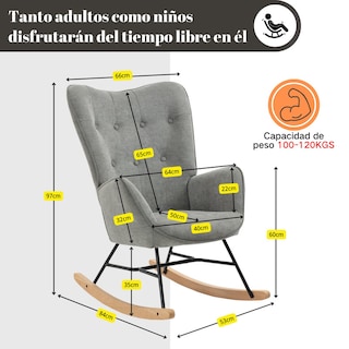 Foto 2 | Mecedora Sillón Moderno Cómodo Sillón Reclinable Terciopelo Gris gomyhome