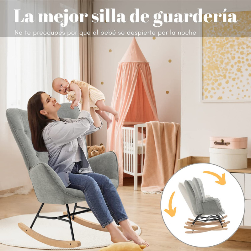 Foto 4 pulgar | Mecedora Sillón Moderno Cómodo Sillón Reclinable Terciopelo Gris gomyhome