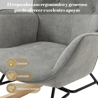 Foto 6 | Mecedora Sillón Moderno Cómodo Sillón Reclinable Terciopelo Gris gomyhome