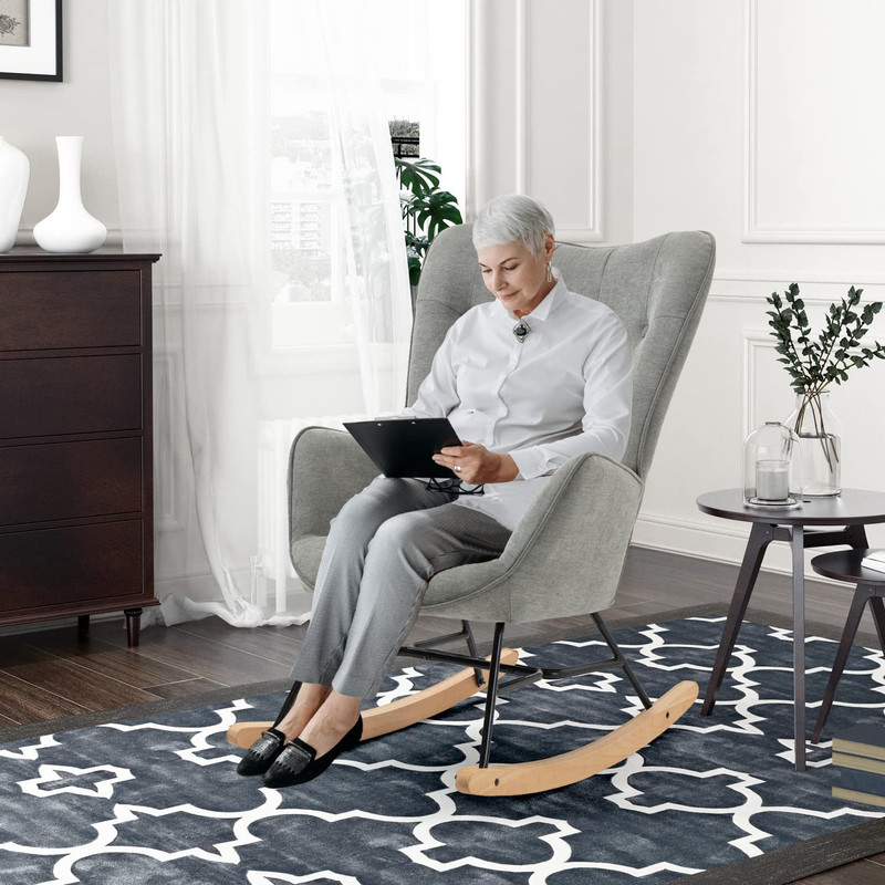 Foto 8 pulgar | Mecedora Sillón Moderno Cómodo Sillón Reclinable Terciopelo Gris gomyhome