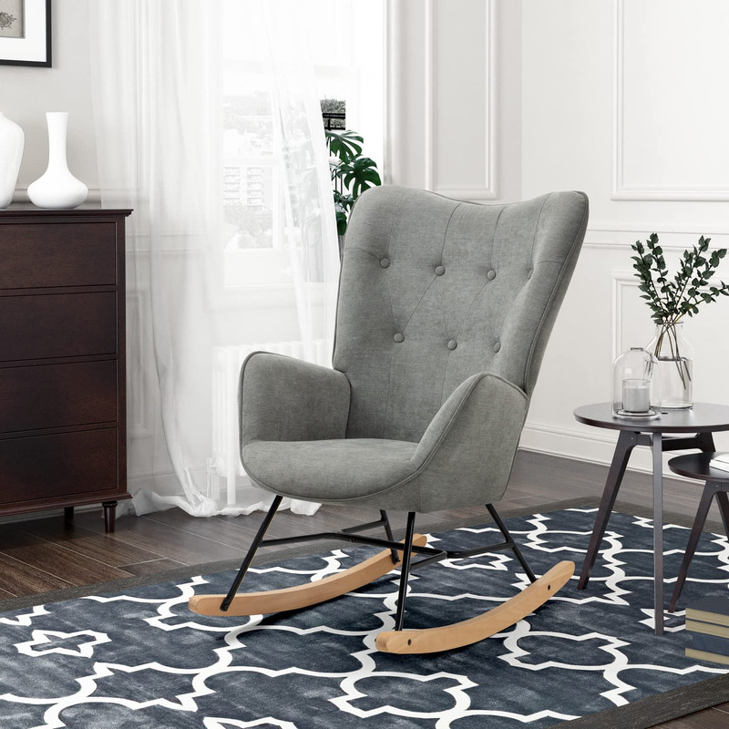 Foto 9 pulgar | Mecedora Sillón Moderno Cómodo Sillón Reclinable Terciopelo Gris gomyhome