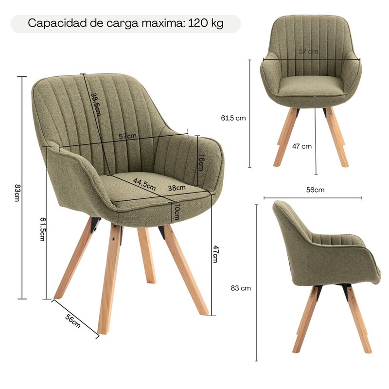 Foto 3 pulgar | Siila Sillón Individual Ggiratoria 360° Verde Gomyhome