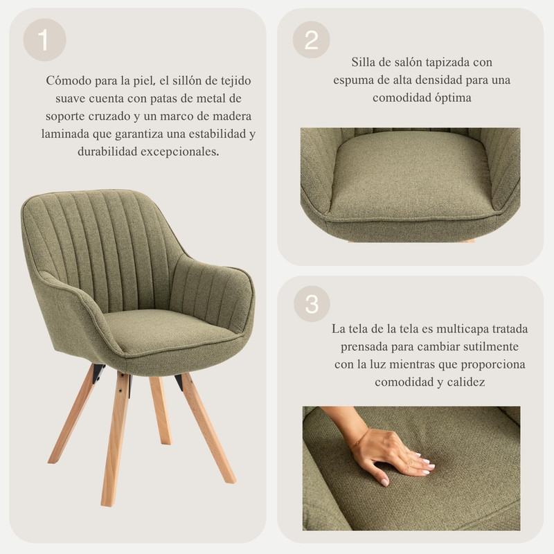 Foto 6 pulgar | Siila Sillón Individual Ggiratoria 360° Verde Gomyhome