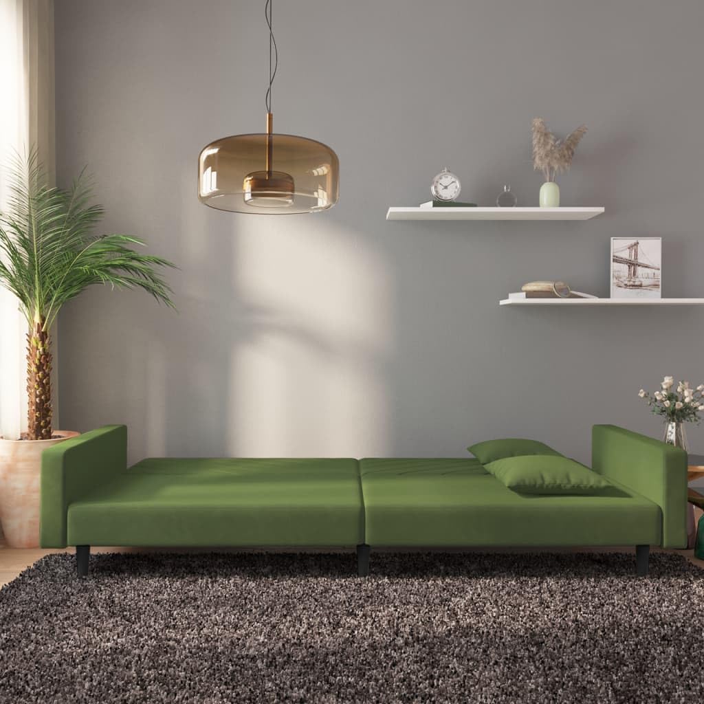 Foto 3 | Sofá Cama Vidaxl De 2 Plazas  Terciopelo Verde Oscuro  220 Cm  Con Almohadas - Venta Internacional.