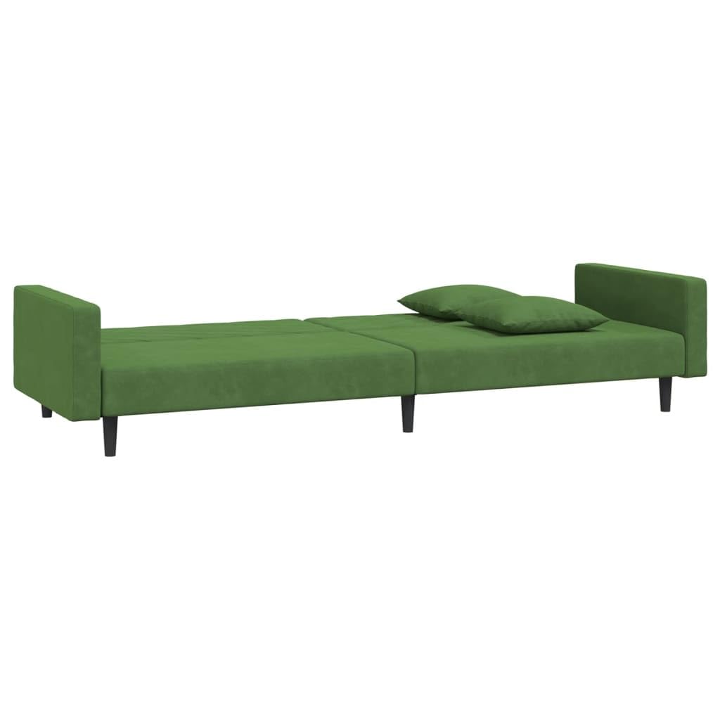 Foto 6 | Sofá Cama Vidaxl De 2 Plazas  Terciopelo Verde Oscuro  220 Cm  Con Almohadas - Venta Internacional.