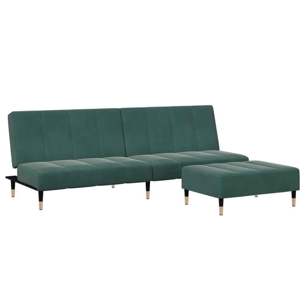 Sofá Cama Vidaxl De 2 Plazas De Terciopelo Verde Oscuro Con Reposapiés - Venta Internacional.