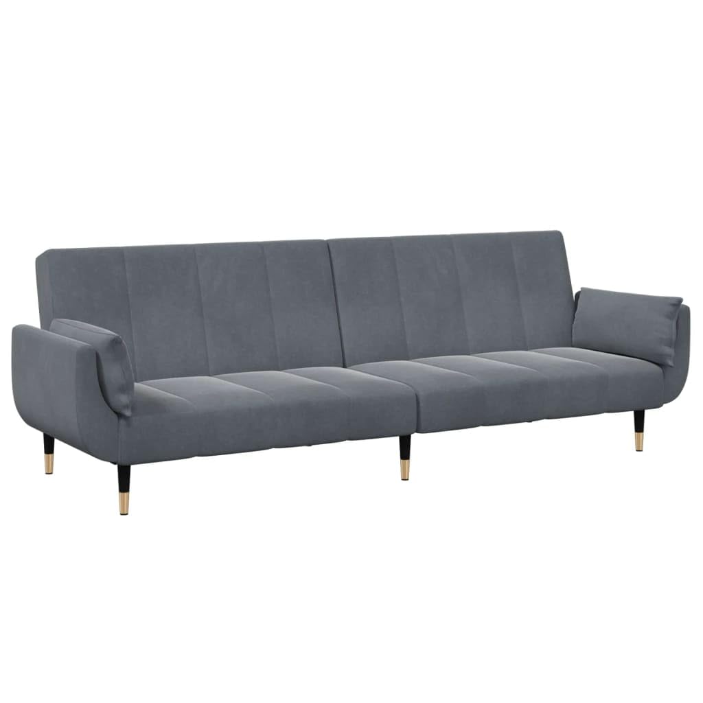 Foto 5 pulgar | Sofá Cama Vidaxl De 2 Plazas Con Taburete De Terciopelo Gris Oscuro - Venta Internacional.