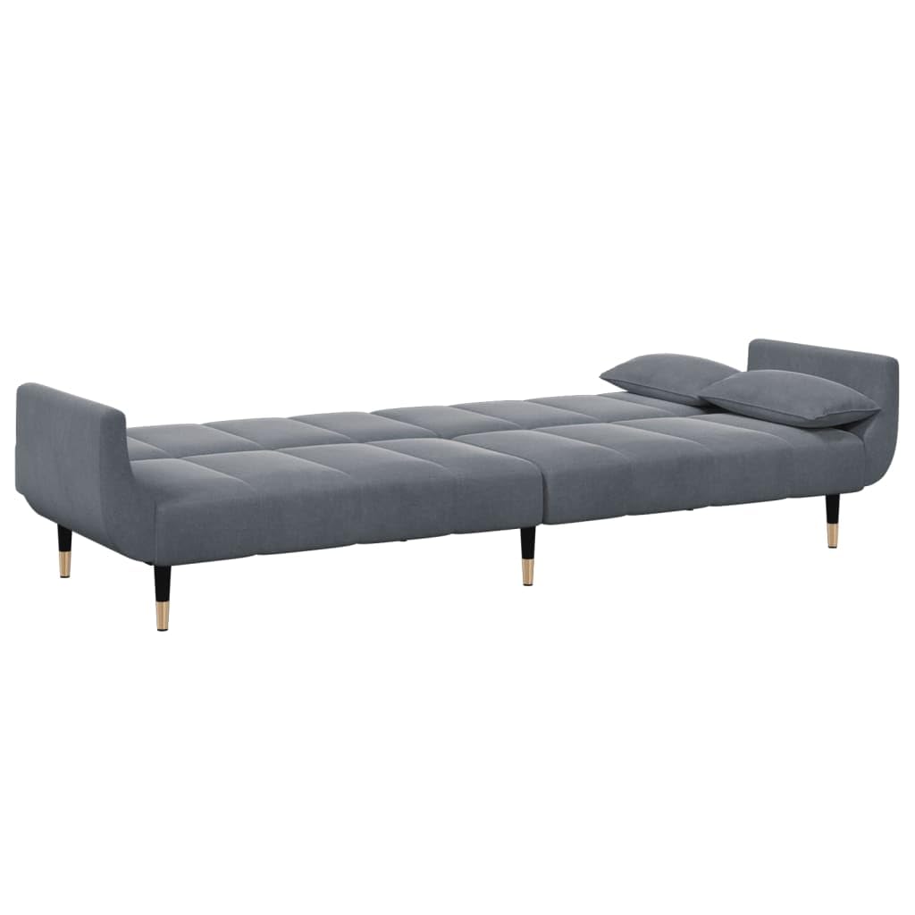 Foto 6 pulgar | Sofá Cama Vidaxl De 2 Plazas Con Taburete De Terciopelo Gris Oscuro - Venta Internacional.