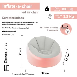 Foto 2 | Sillón Inflable Puff Bestway con Iluminación Luz