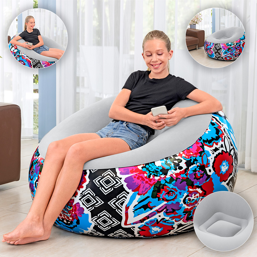 Foto 4 pulgar | Sillón Inflable Puff Bestway Aterciopelado Diseño Floral Multicolor