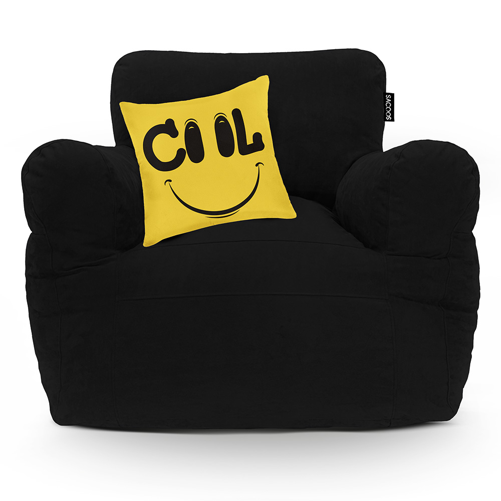 Puff Sillón Individual Coprire Gran Tamaño C/Funda de Cojín color Negro