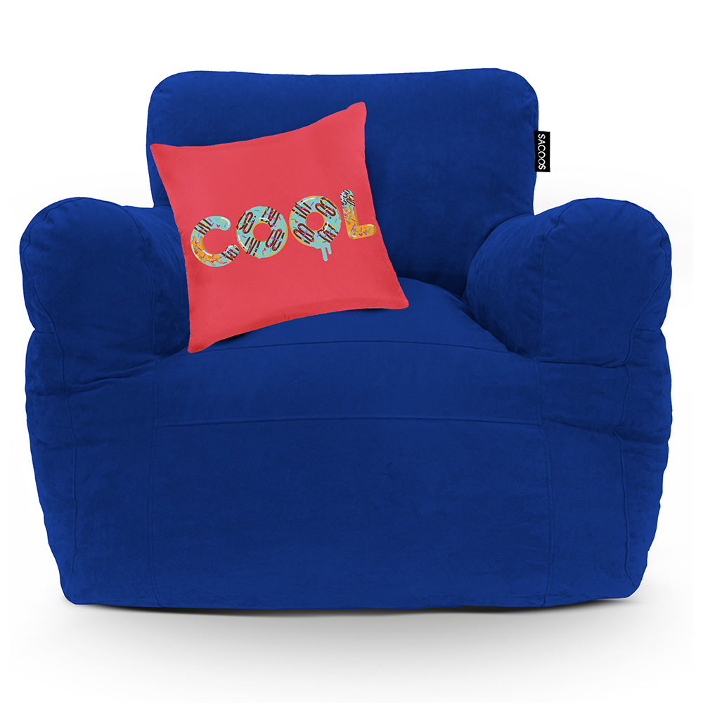 Puff Sillón Individual Gran Tamaño C/Funda de Cojín Sacoos color Azul