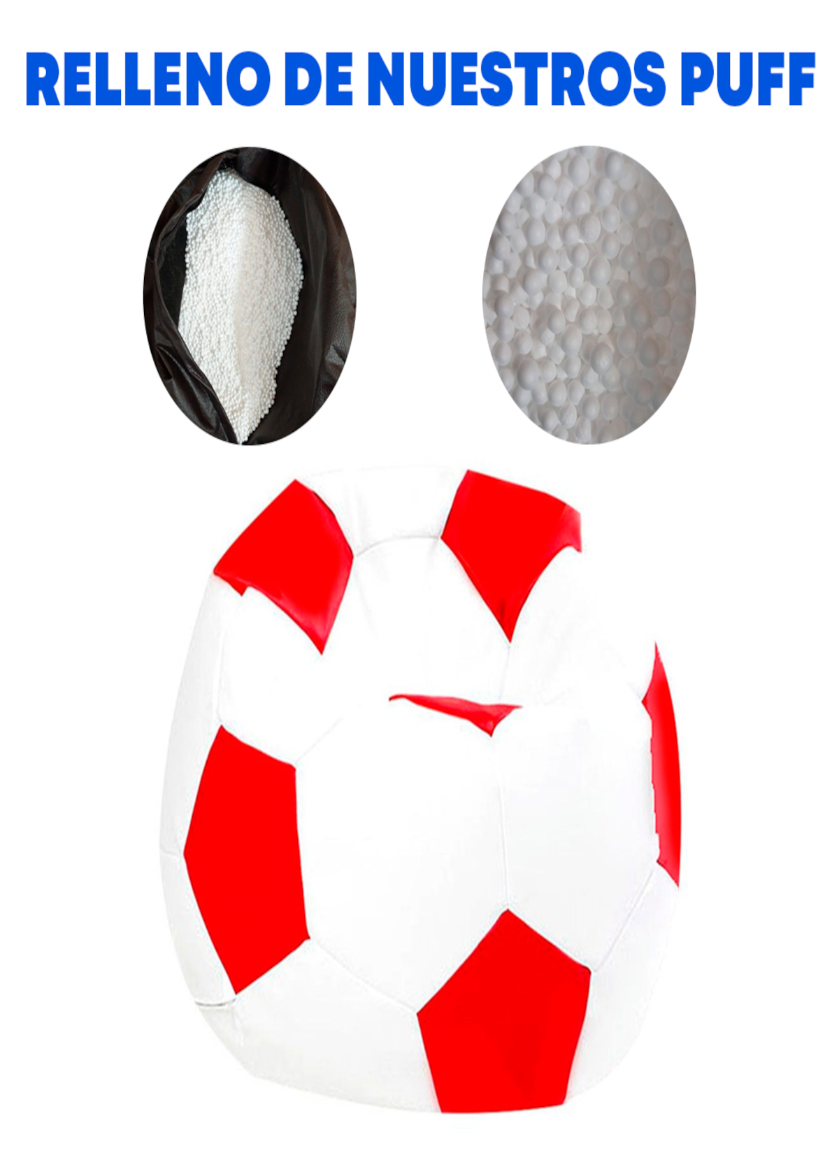 Foto 5 | Puff Balón De Soccer Kid's Confortable Lunics Blanco-rojo Chico