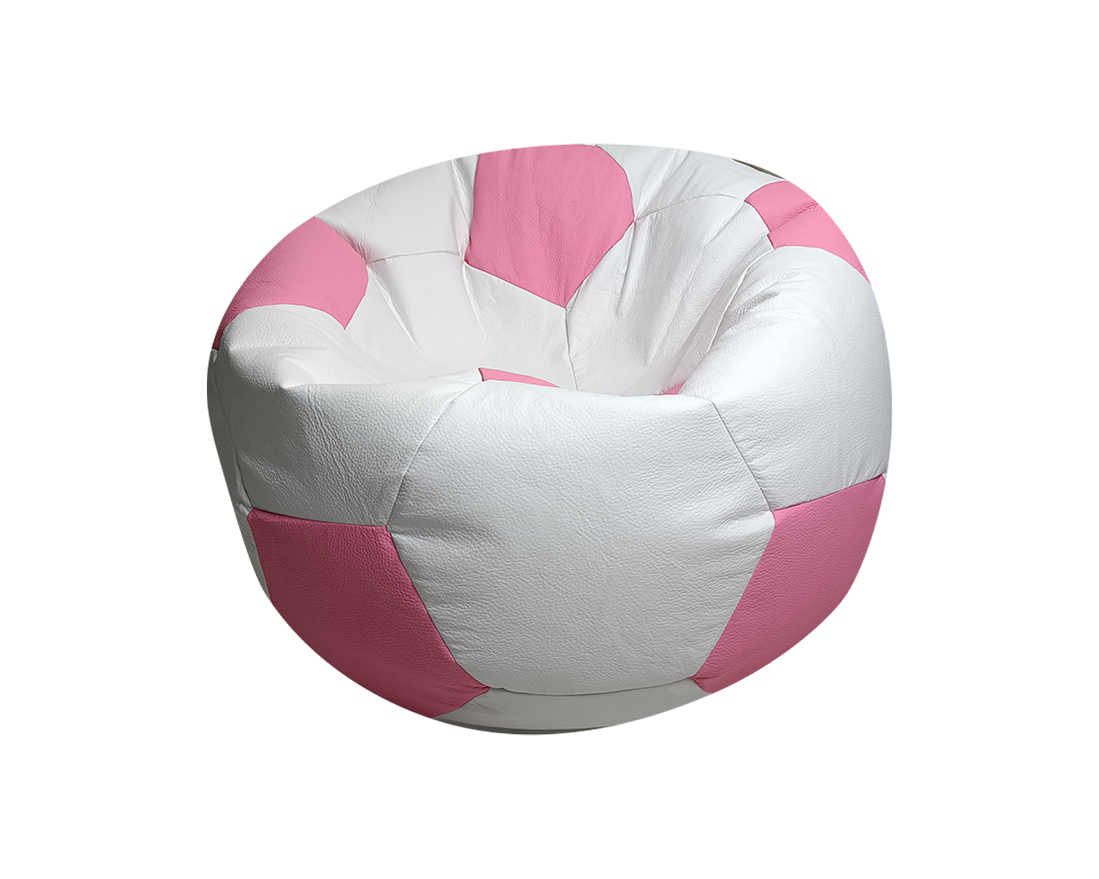 Puff Balón De Soccer Confortable Lunics Blanco-rosa Coral Grande