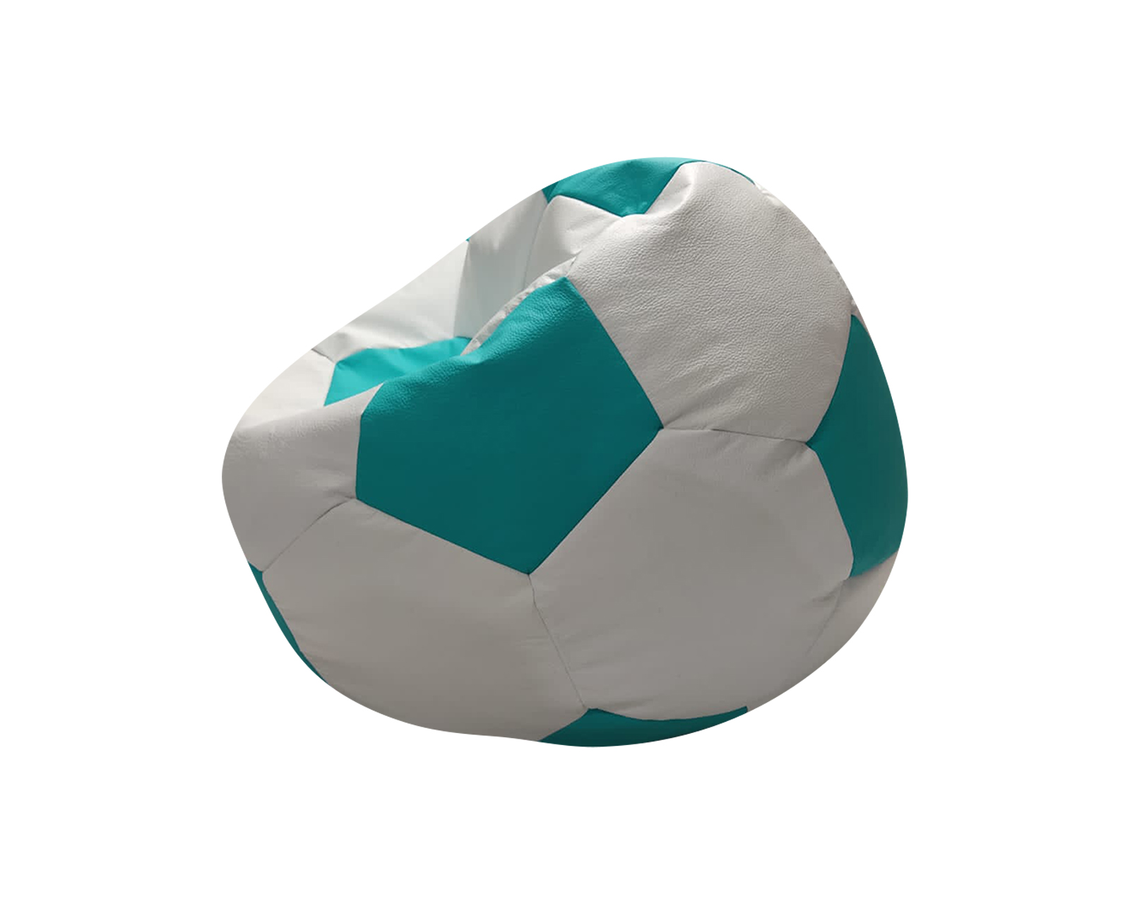 Foto 4 pulgar | Puff Balón De Soccer Confortable Lunics Blanco-azul Turquesa Grande