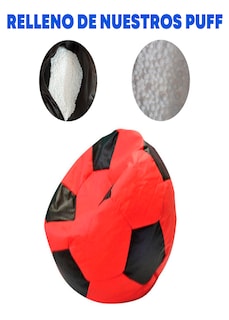Foto 6 | Puff Balón De Soccer Kid's Confortable Lunics Rojo-negro Chico