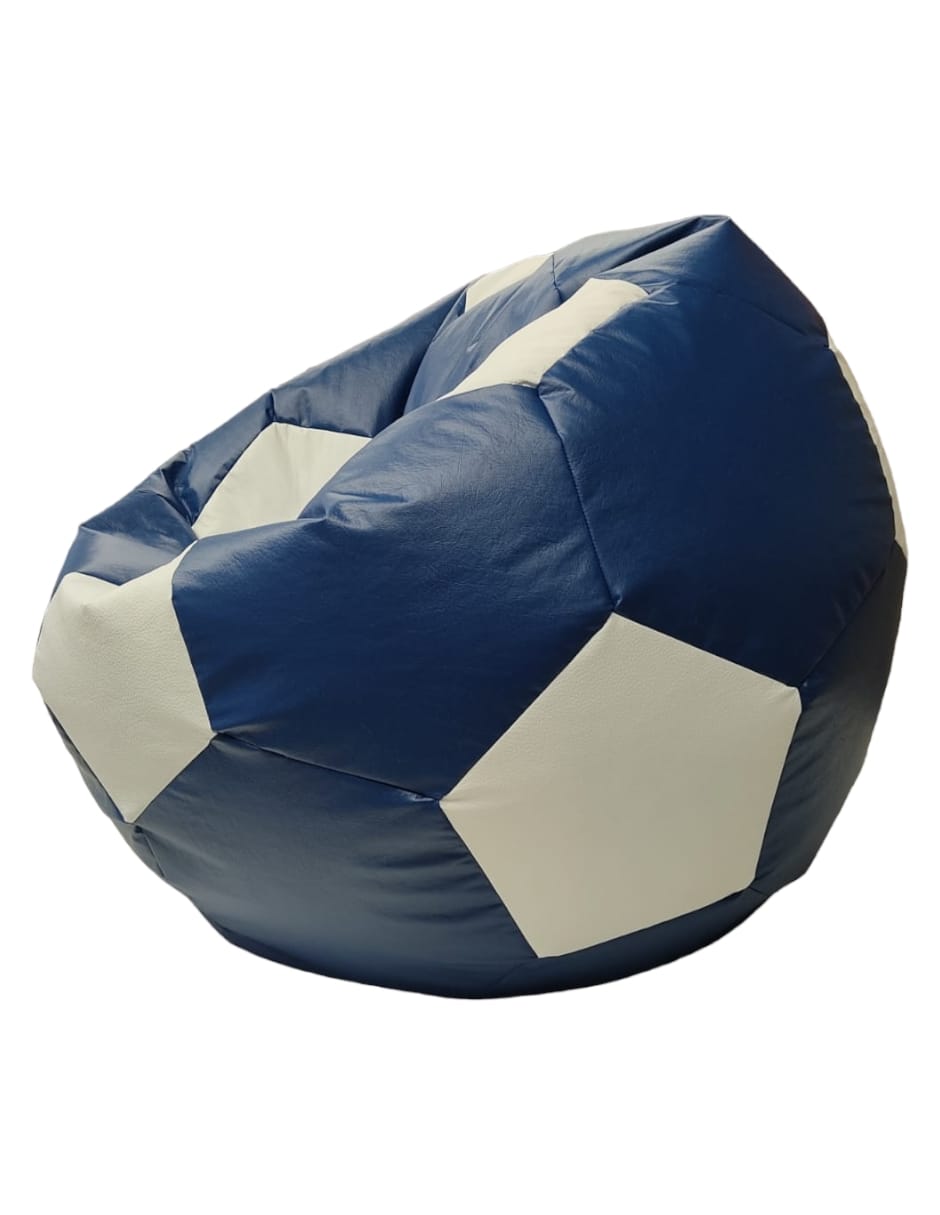 Puff Balón De Soccer Confortable Lunics Azul Blanco Grande