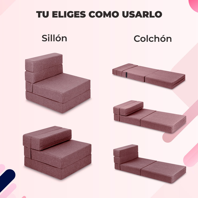 Foto 7 pulgar | Sofá Cama Plegable Individual Atlas Basics Rosa