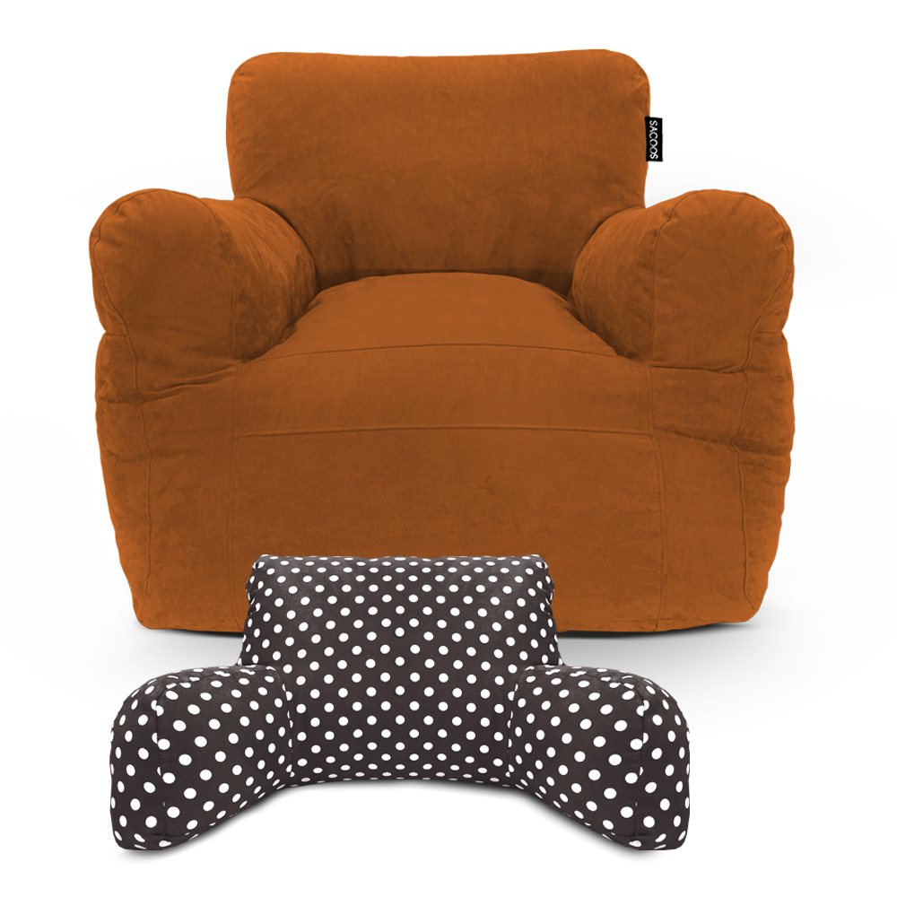 Puff Sillón Individual Gran Tamaño Calabaza + Bedrest Café