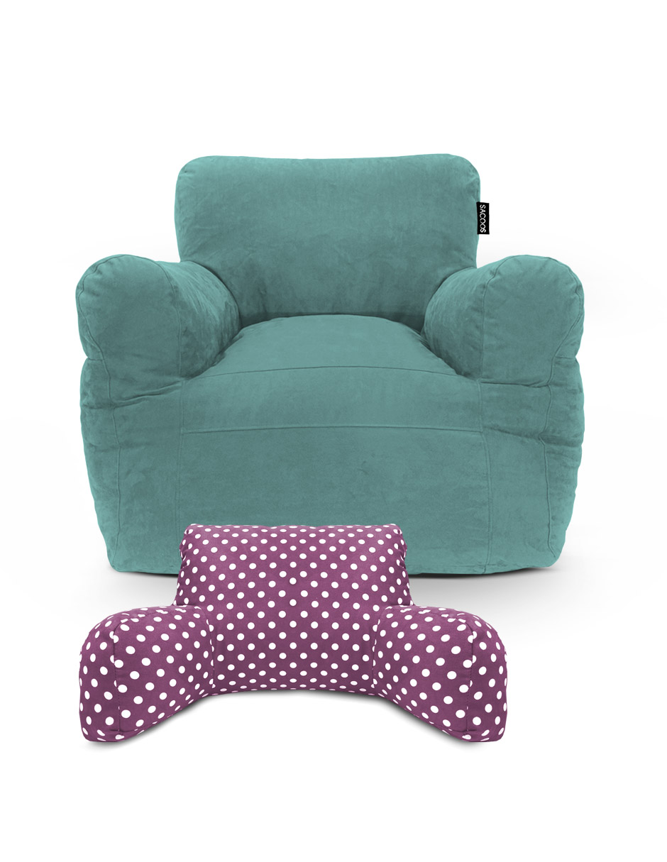 Puff Sillón Individual Gran Tamaño Aqua + Bedrest Fiusha