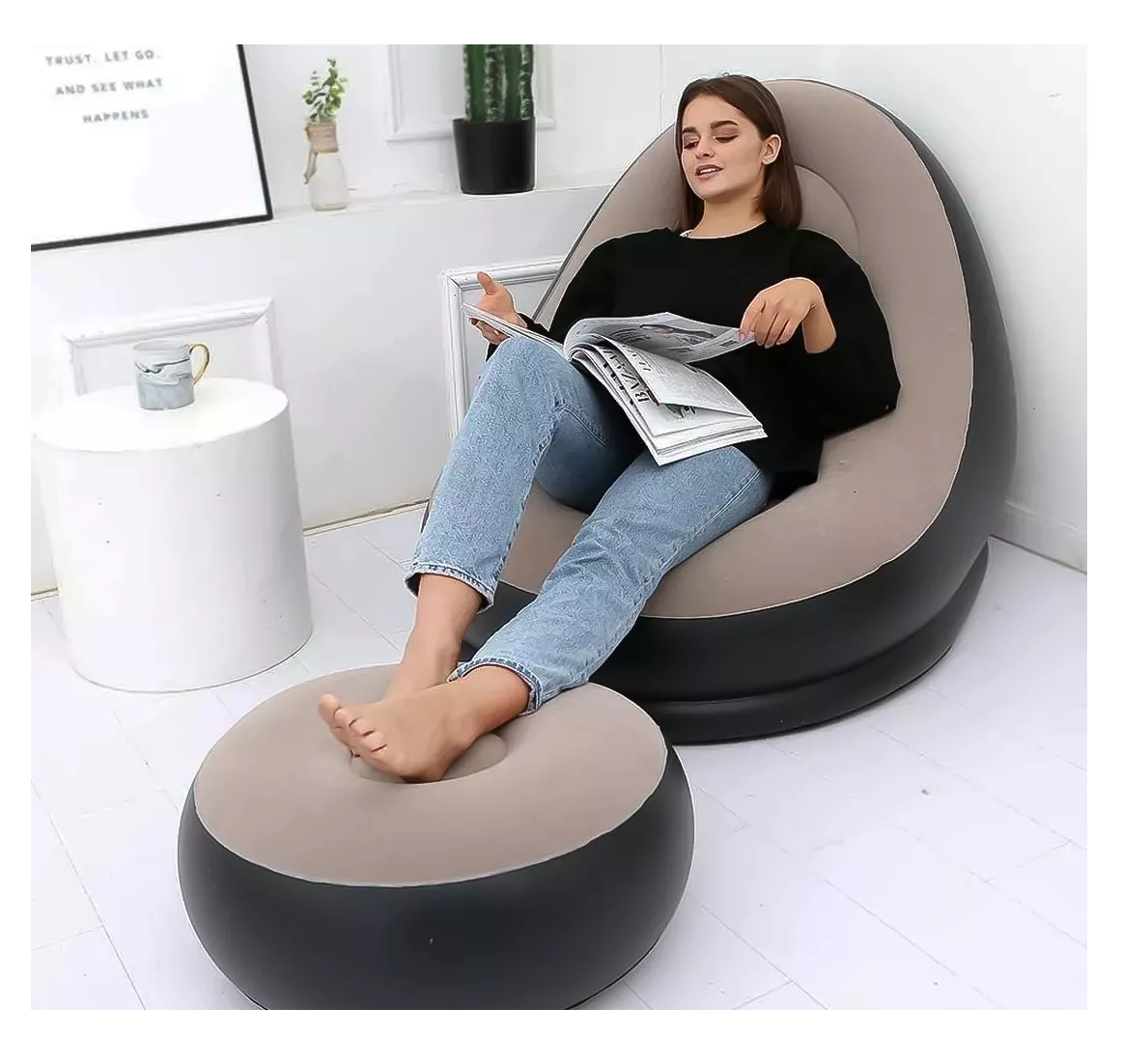 Foto 5 | Sillón Inflable Impermeable y Reposapiés Belug + Bomba Eléctrica Negro