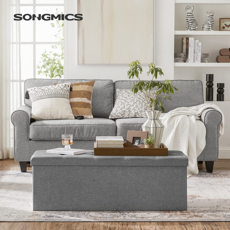 Foto 2 | Banco Otomano De Almacenamiento Songmics Gris Claro 110 X 38 X 38 Cm - Venta Internacional.