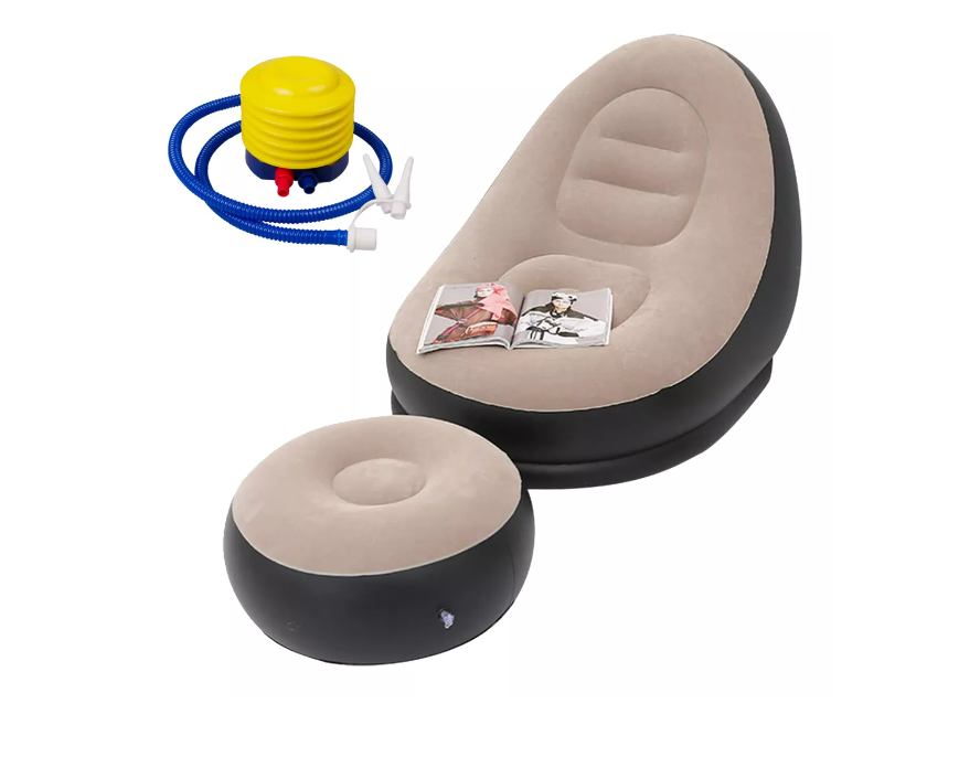 Sillón Inflable Puff Wünd con Posapiés Café