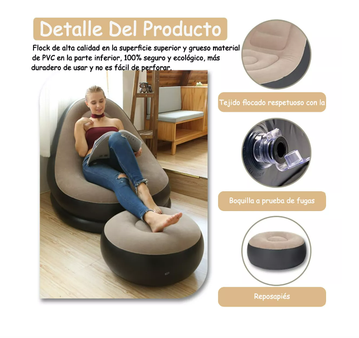 Foto 2 | Sillón Inflable Puff Wünd con Posapiés Café