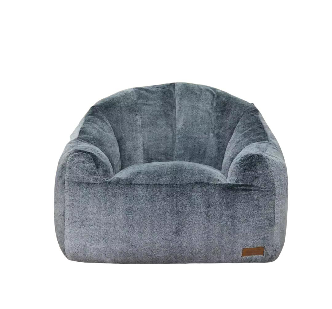Foto 1 | Puff Relan Acanalado De Sherpa Color Gris Oscuro