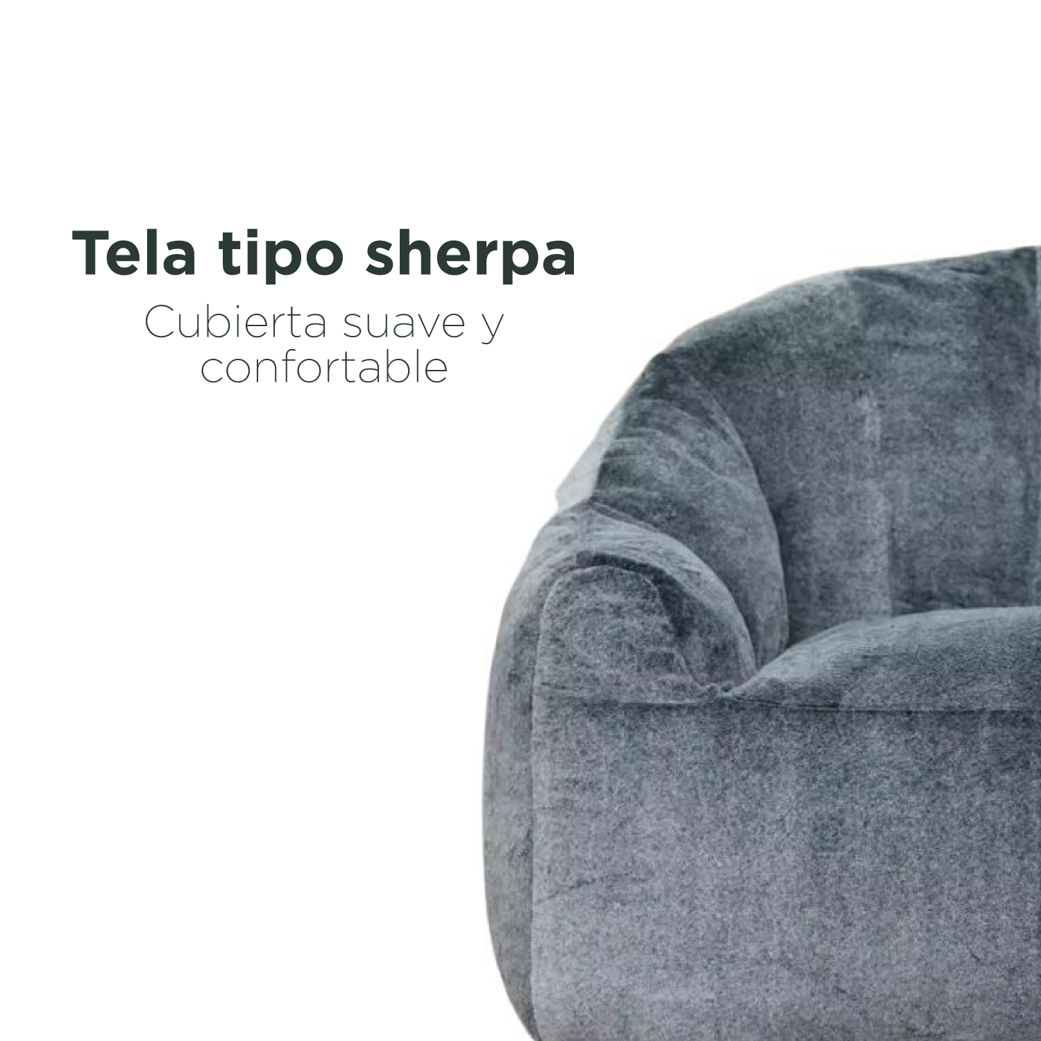 Foto 6 pulgar | Puff Relan Acanalado De Sherpa Color Gris Oscuro
