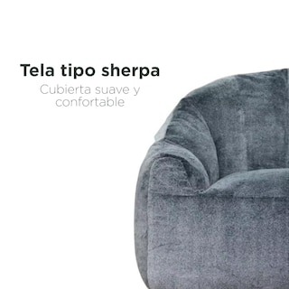 Foto 5 | Puff Relan Acanalado De Sherpa Color Gris Oscuro