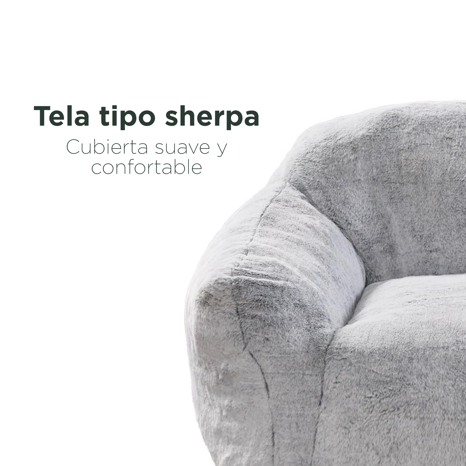 Foto 5 | Puff Relan Suave De Sherpa Con Respaldo Y Apoyabrazos Color Gris Claro