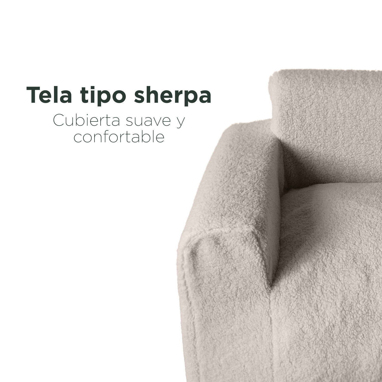 Foto 3 | Puff Relan Suave De Sherpa Con Respaldo Y Apoyabrazos Color Beige