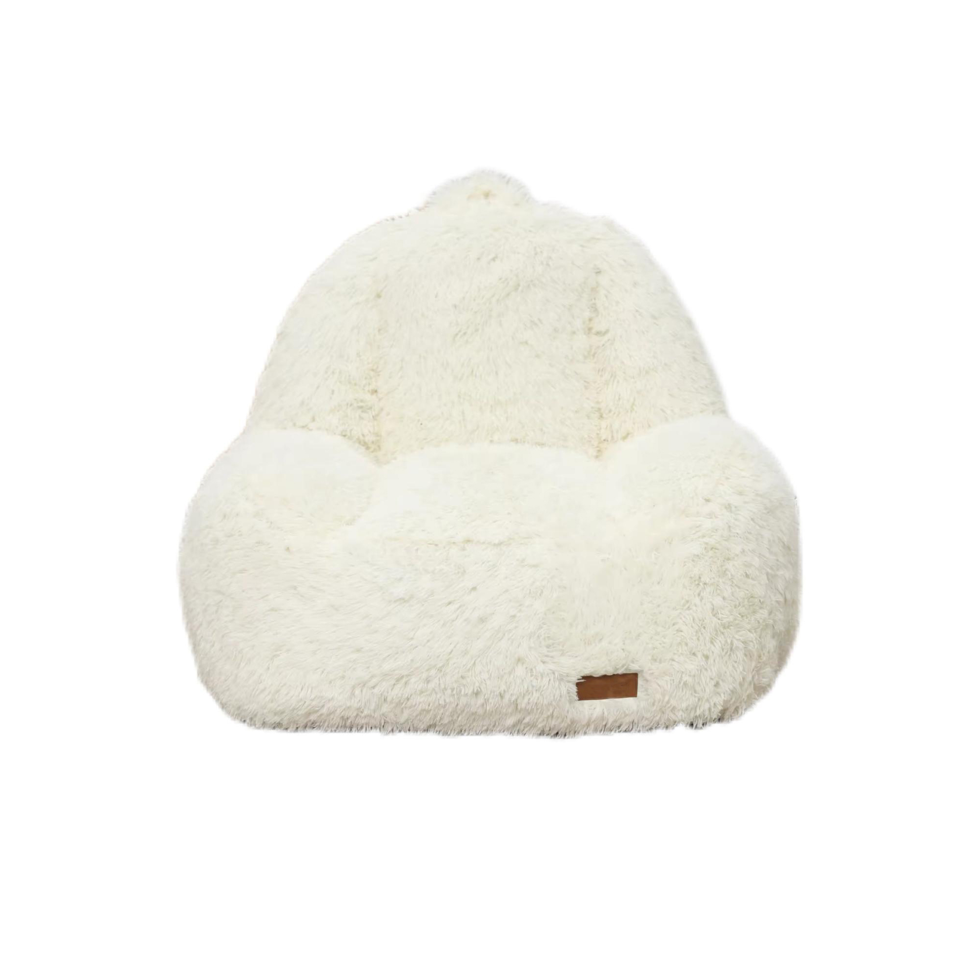 Puff Sillón Individual Relan de Sherpa con Relleno de Espuma Beige