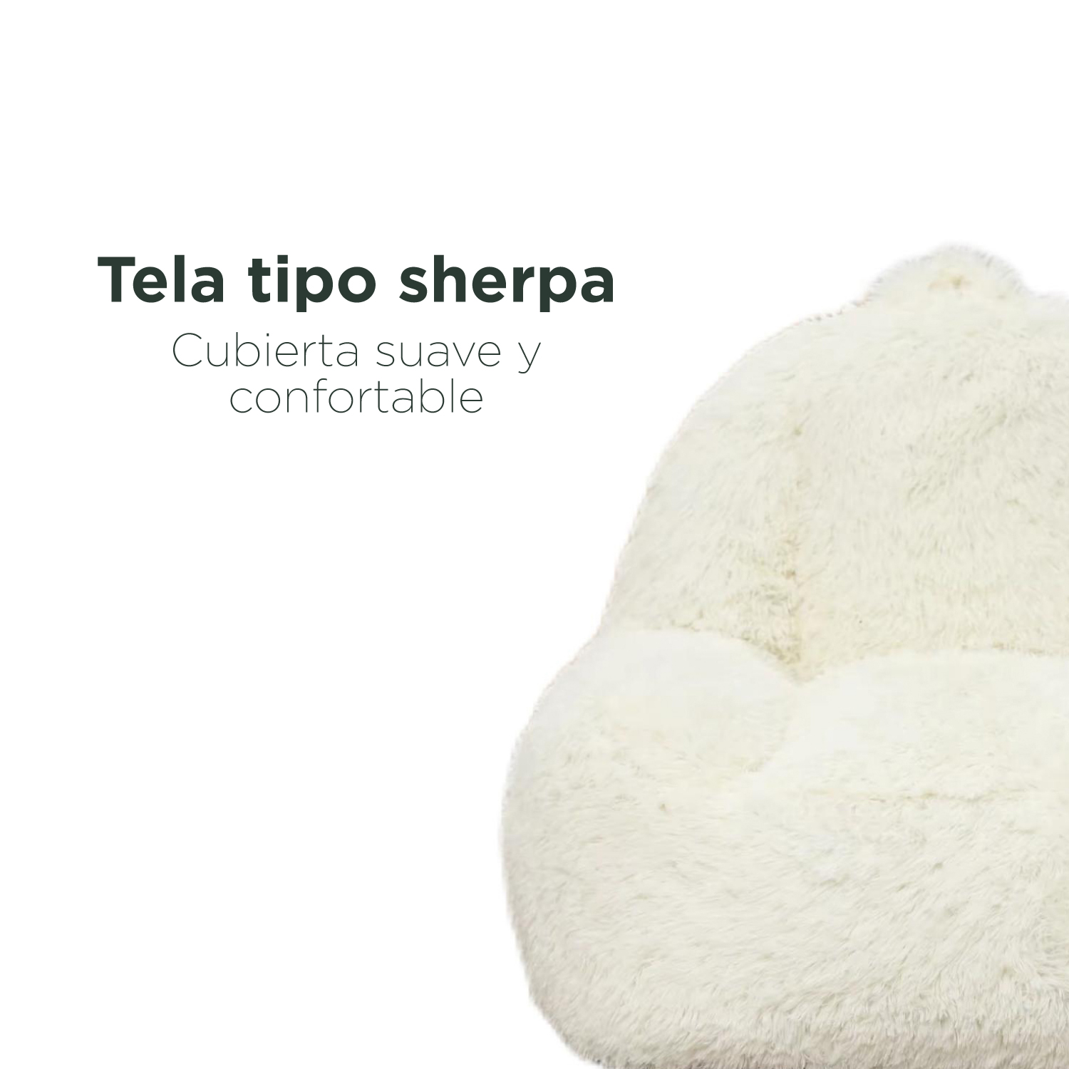 Foto 5 pulgar | Puff Sillón Individual Relan de Sherpa con Relleno de Espuma Beige