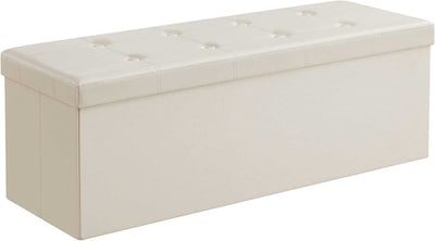 Foto 1 | Otomana Plegable Songmics 43 '' con Almacenamiento Blanco Crema