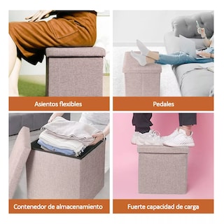 Foto 3 | Puff Silla Cubo Organizador Plegable Cajón Almacenador Eo Safe Imports Rosa