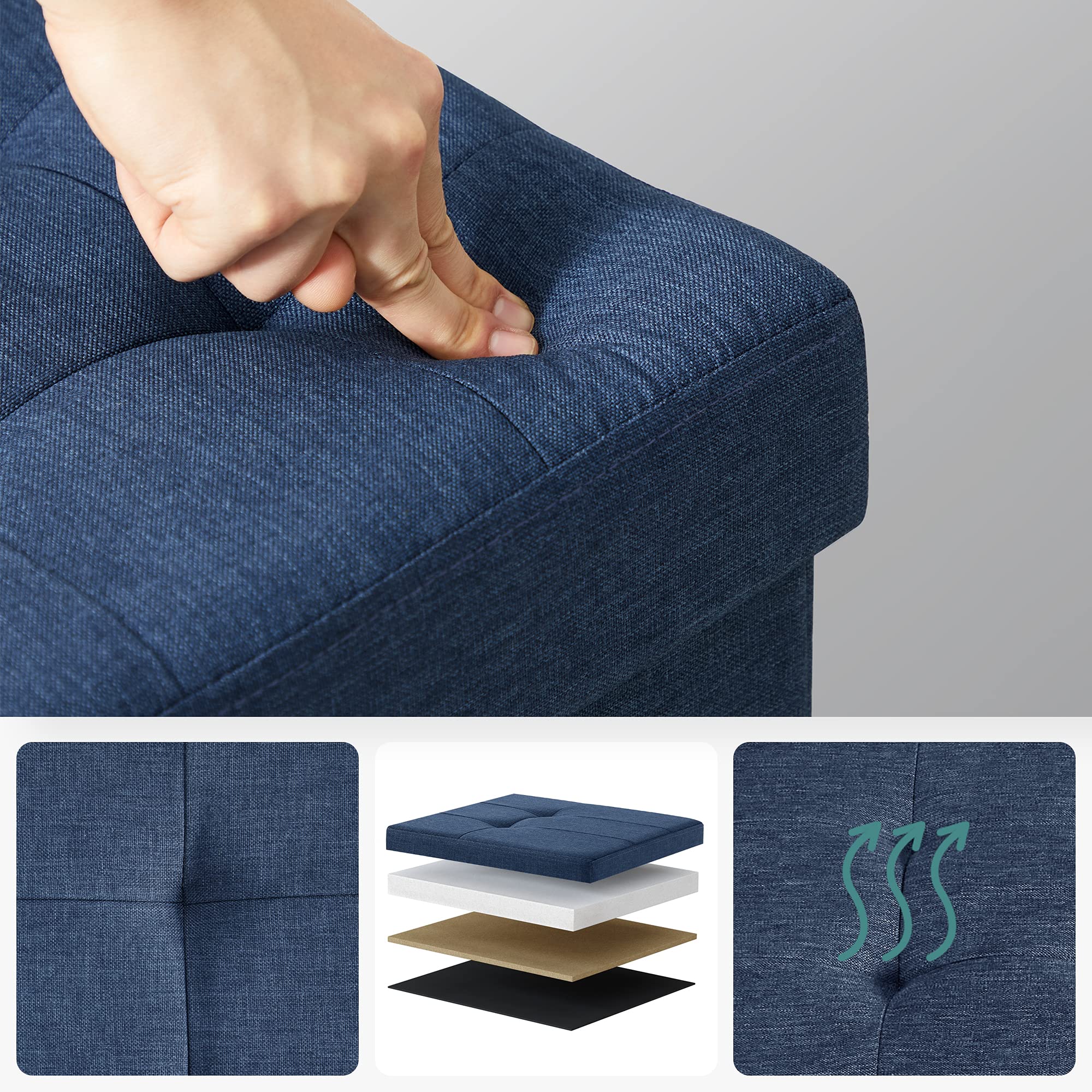 Foto 4 pulgar | Banco de Almacenamiento Puff Azul Oscuro 76 cm